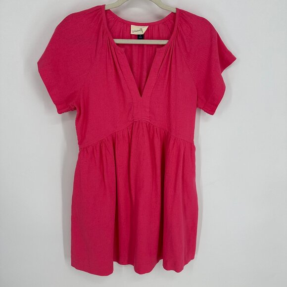 3/$25 Universal Thread Linen Blend Mini Dress XS Babydoll‎ Short Sleeves Pink - Picture 2 of 8